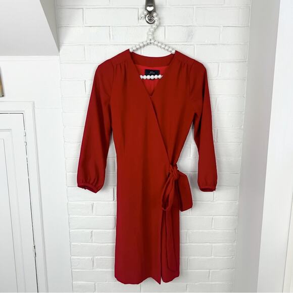 J. Crew Red Classic Wrap Dress Size 00 - Picture 1 of 11